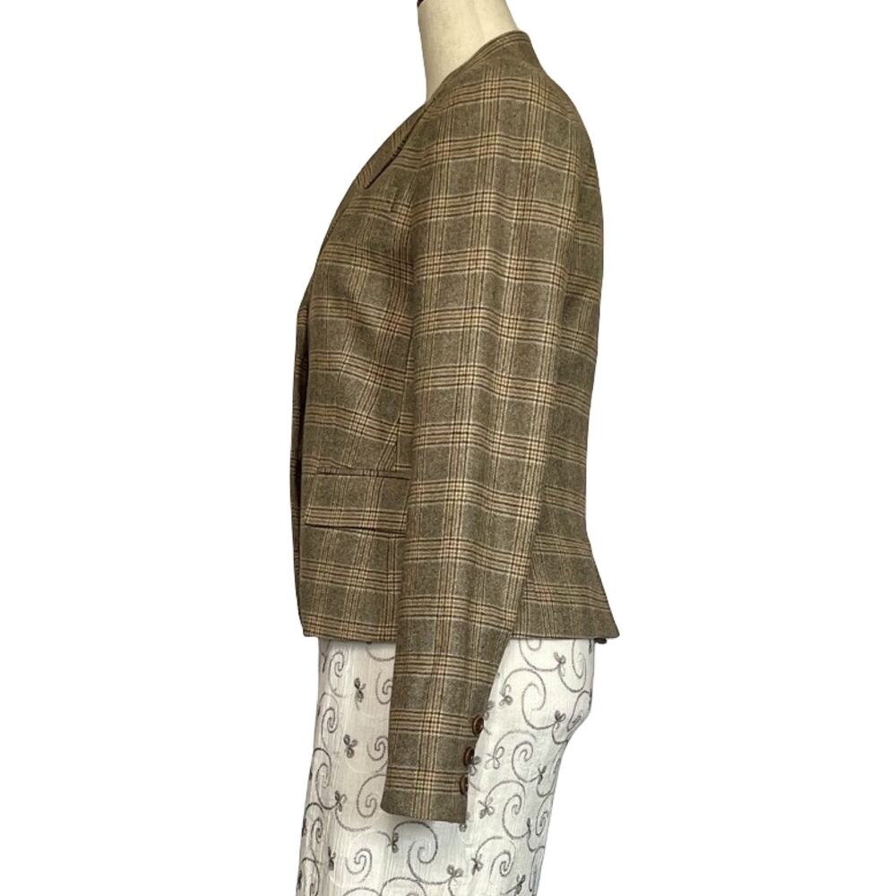 Theory Wool Plaid Blazer Jacket Size 6 | Cropped Preppy Y2K Fall - Picture 3 of 12